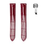 Burgundy Glossy Alligator Leather Watch Strap With Silver Buckle For Cartier Clé de Cartier WSCL0016 WJCL0014 WJCL0031