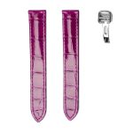 Rose Red Glossy Alligator Leather Watch Strap With Silver Buckle For Cartier Clé de Cartier WSCL0016 WJCL0014 WJCL0031