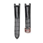 Black Alligator Leather Watch Strap Front View With Rose Gold Buckle For Cartier Pasha WSPA0013 WJPA0012