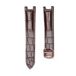 Brown Alligator Leather Watch Strap Front View With Rose Gold Buckle For Cartier Pasha WSPA0013 WJPA0012