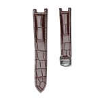 Brown Alligator Leather Watch Strap Front View With Silver Buckle For Cartier Pasha WSPA0013 WJPA0012