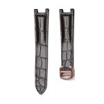 Dark Brown Alligator Leather Watch Strap Front View With Rose Gold Buckle For Cartier Pasha WSPA0013 WJPA0012