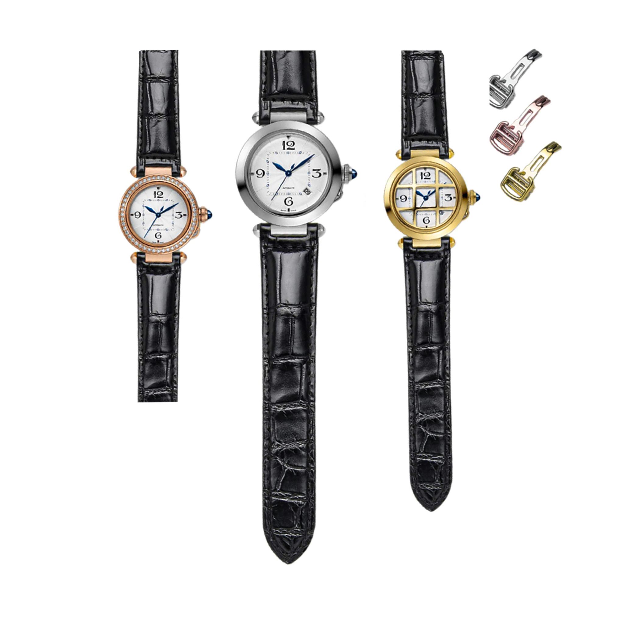 Alligator Leather Watch Strap Matching Display For Cartier Pasha WSPA0013 WJPA0012
