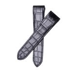 Black Alligator Leather Watch Strap Cross Front View For Cartier Santos WSSA0010