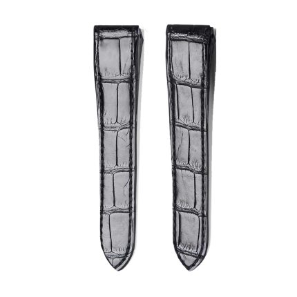Black Alligator Leather Watch Strap Front View For Cartier Santos WSSA0010
