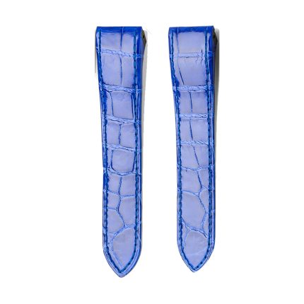 Blue Alligator Leather Watch Strap Front View For Cartier Santos WSSA0010