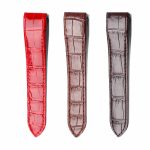 Alligator Leather Watch Strap Brown Red Dark Brown Color Options Front View For Cartier Santos WSSA0010