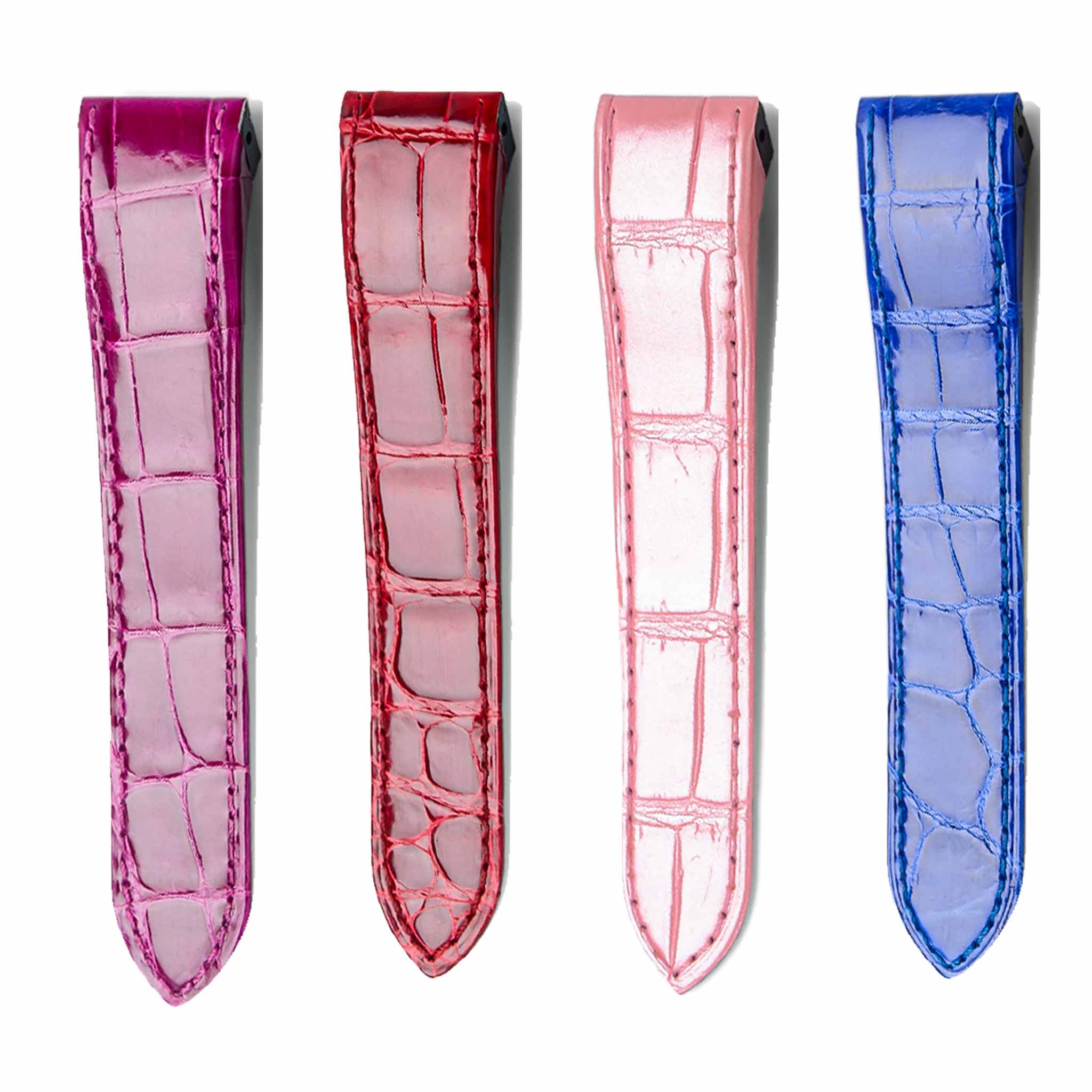 Alligator Leather Watch Strap Multi Color Options Front View For Cartier Santos WSSA0010