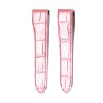Pink Alligator Leather Watch Strap Front View For Cartier Santos WSSA0010