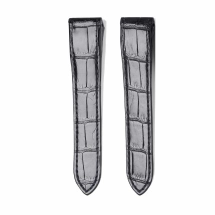 Black Alligator Leather Watch Strap Front View For Cartier Santos 100 W20106X8 W20073X8