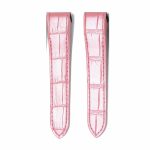 Pink Alligator Leather Watch Strap Front View For Cartier Santos 100 W20106X8 W20073X8