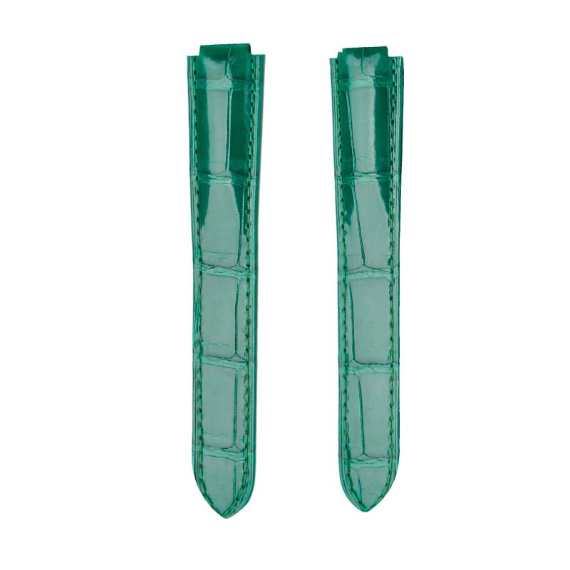 Emerald Green Genuine Circular Grain Alligator Leather Watch Strap For Cartier Ballon Bleu W6920003 W6920009