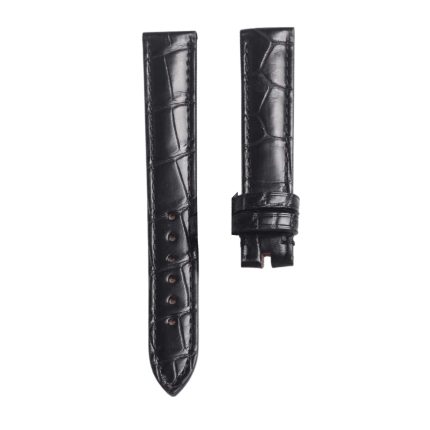 Black Cane Grain Genuine Alligator Leather Watch Strap For Chopard Happy Sport 278509-6001