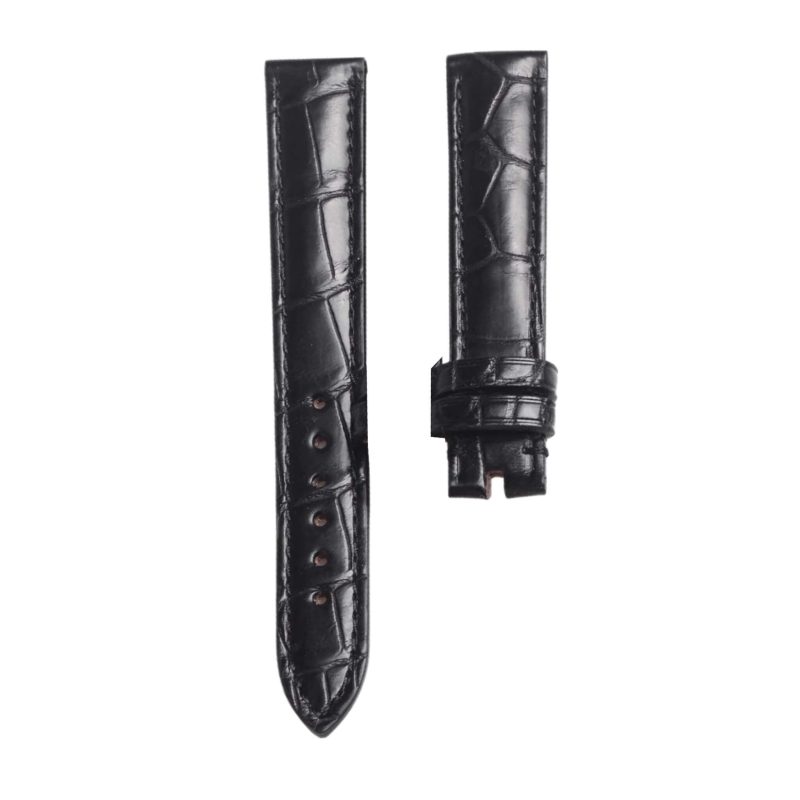 Black Cane Grain Genuine Alligator Leather Watch Strap For Chopard Happy Sport 278509-6001