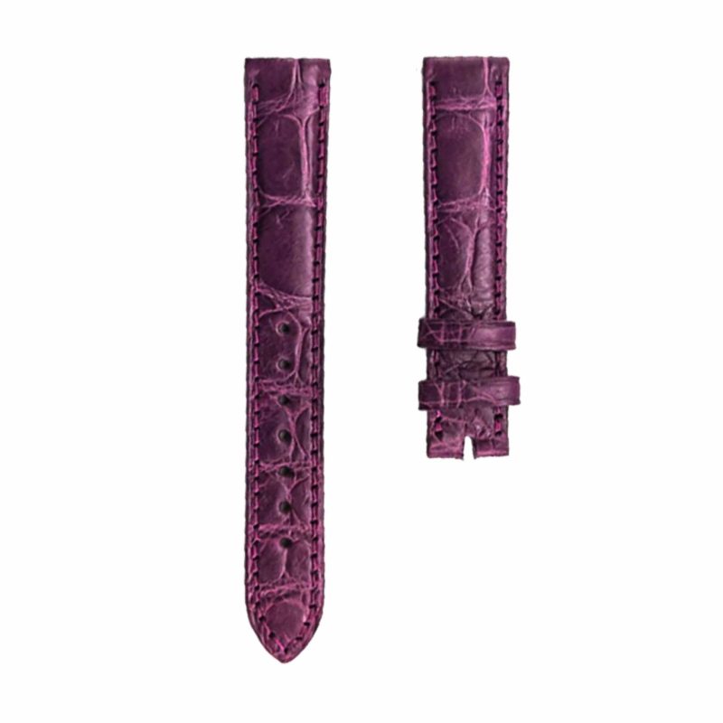 Fuchsia Alligator Leather Watch Strap Front View For Chopard Happy Sport 278602