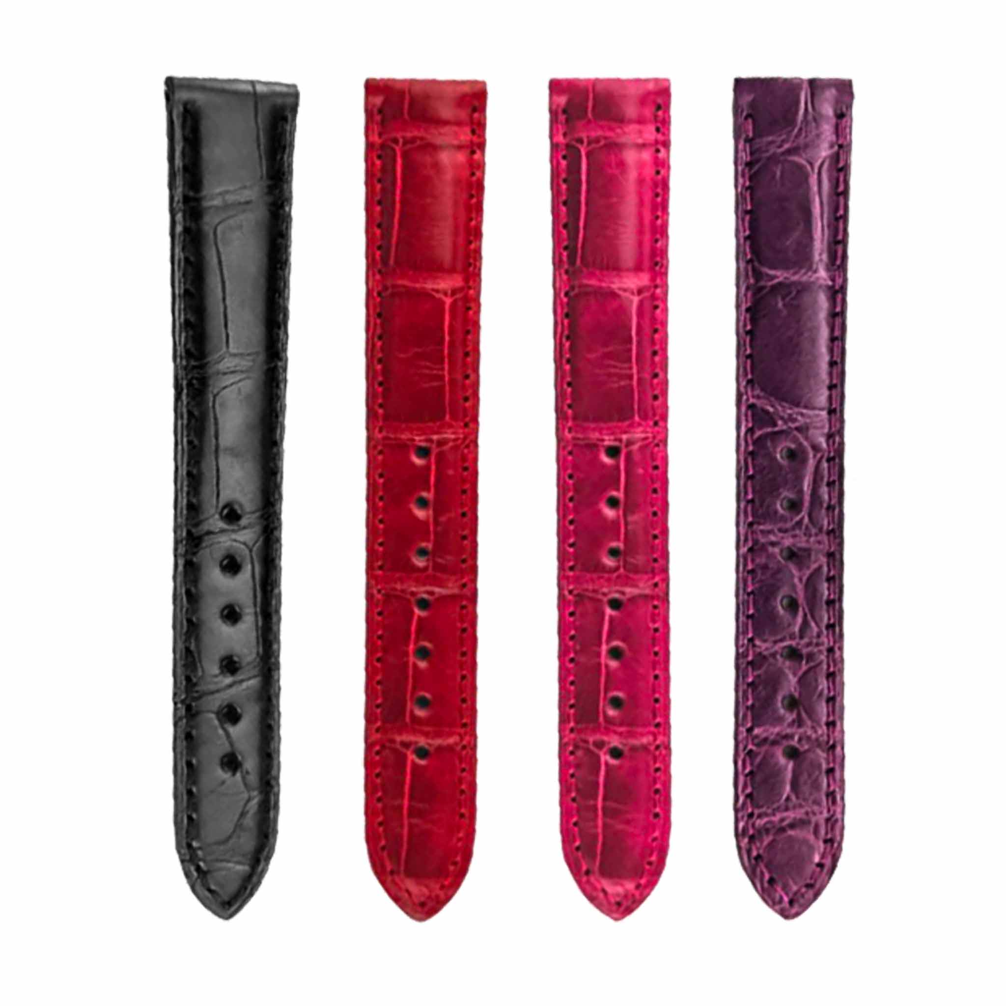 Alligator Leather Watch Strap Multi Color Options Front View For Chopard Happy Sport 278602