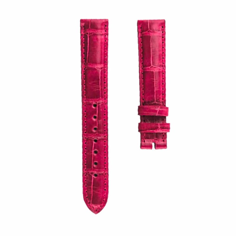 Red Alligator Leather Watch Strap Front View For Chopard Happy Sport 278602