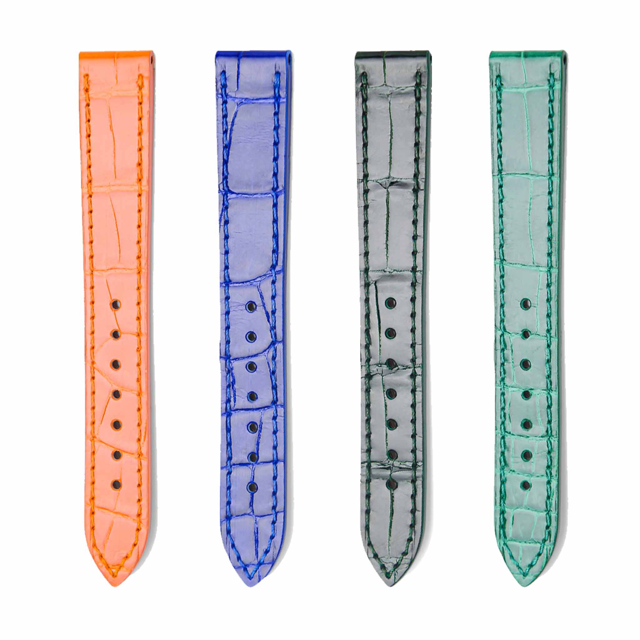 Alligator Leather Watch Strap Four Color Options Front View For Chopard Happy Sport 278608 278582