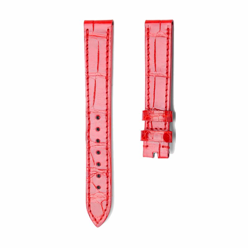 Red Alligator Leather Watch Strap Front View For Chopard Happy Sport 278608 278582