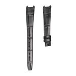 Cane Grain Calf Leather Watch Strap Black For Christian Dior Bagheera 46-153