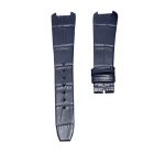 Cane Grain Calf Leather Watch Strap Dark Blue For Christian Dior Bagheera 46-153