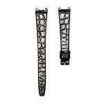 Round Grain Alligator Leather Watch Strap Black For Christian Dior Bagheera 46-153