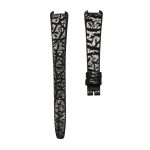 Shark Grain Calf Leather Watch Strap Black Without Buckle For Christian Dior Bagheera 46-153
