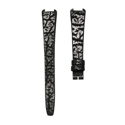 Shark Grain Calf Leather Watch Strap Black Without Buckle For Christian Dior Bagheera 46-153