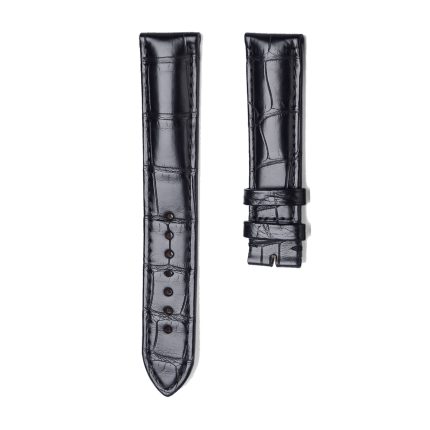 Black Glossy Alligator Leather Watch Strap With Leather For Golden Bridge Watch