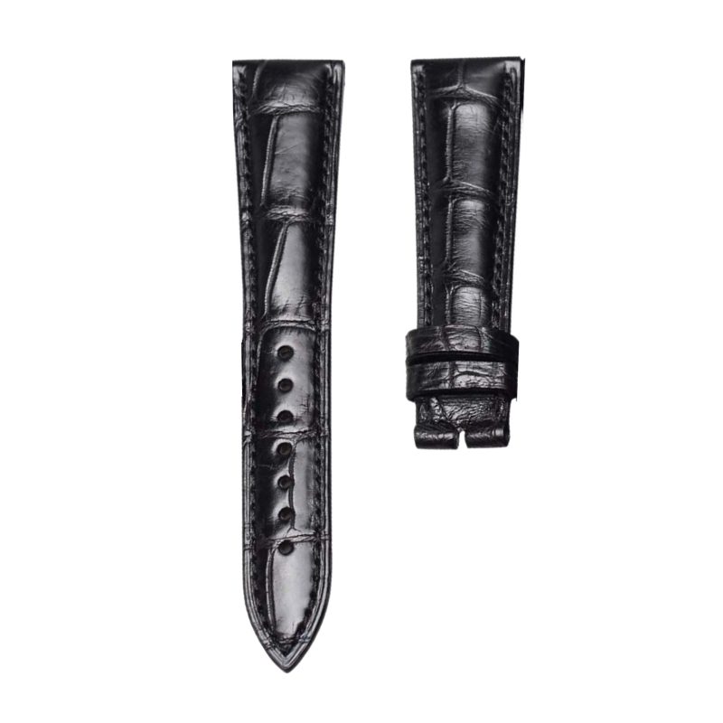 Alligator Leather Watch Strap Black 18*16mm For Franck Muller Double Mystery 5850 SC D