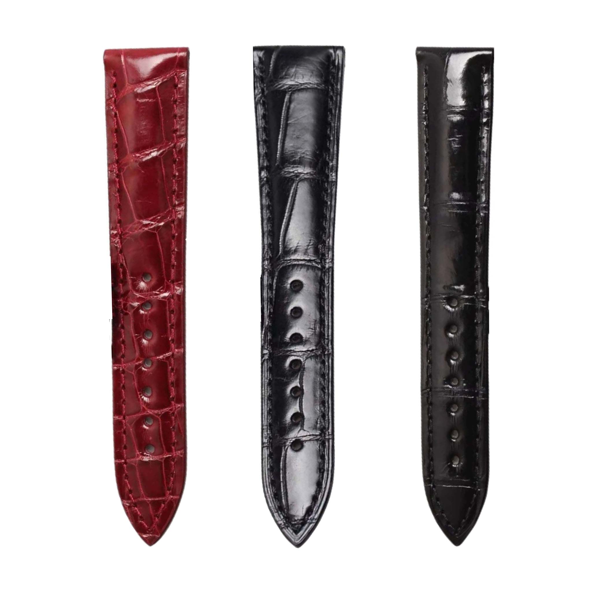 Glossy Cane Grain Alligator Watch Straps Flat Display For Franck Muller
