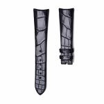 Black Alligator Leather Watch Strap Seamless Front View For Girard-Perregaux 1966 49525 49535
