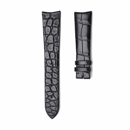 Black Alligator Leather Watch Strap Seamless Front View For Girard-Perregaux 1966 49525 49535