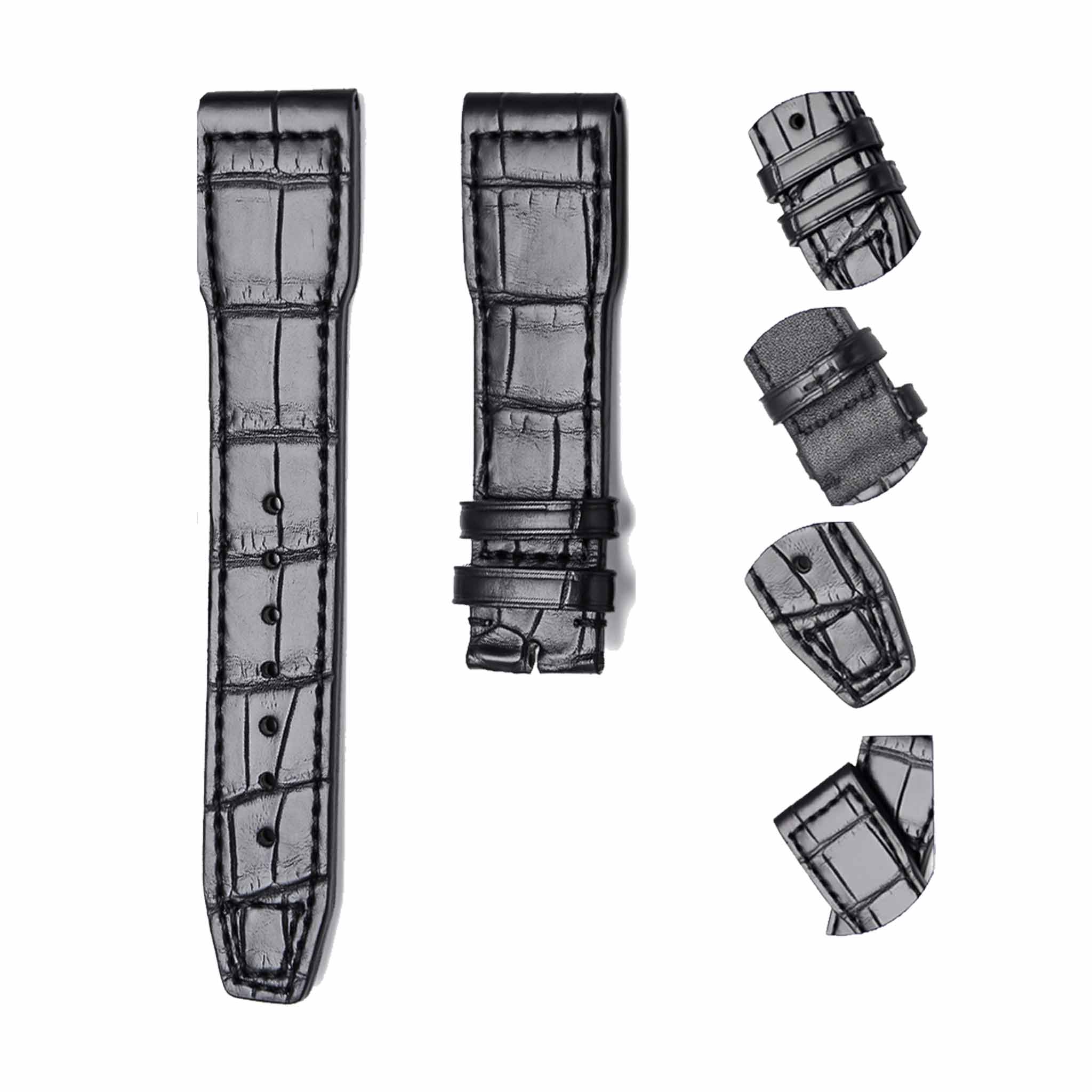 IWC Pilot IW377701 Alligator Leather Watch Strap Black Detailed Features Display