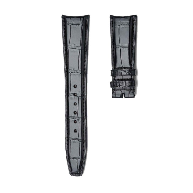 IWC Portofino IW356501 IW371605 Alligator Leather Watch Strap Black Curved Deployant Buckle Front