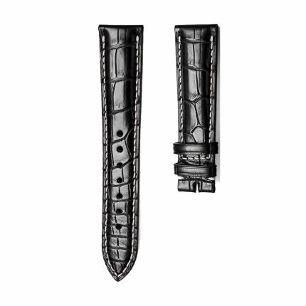 Black Glossy Alligator Leather Watch Strap For Longines Master Ref L2.628.4.78.3 L2.673.4.78.3 L2.708.4.78.3