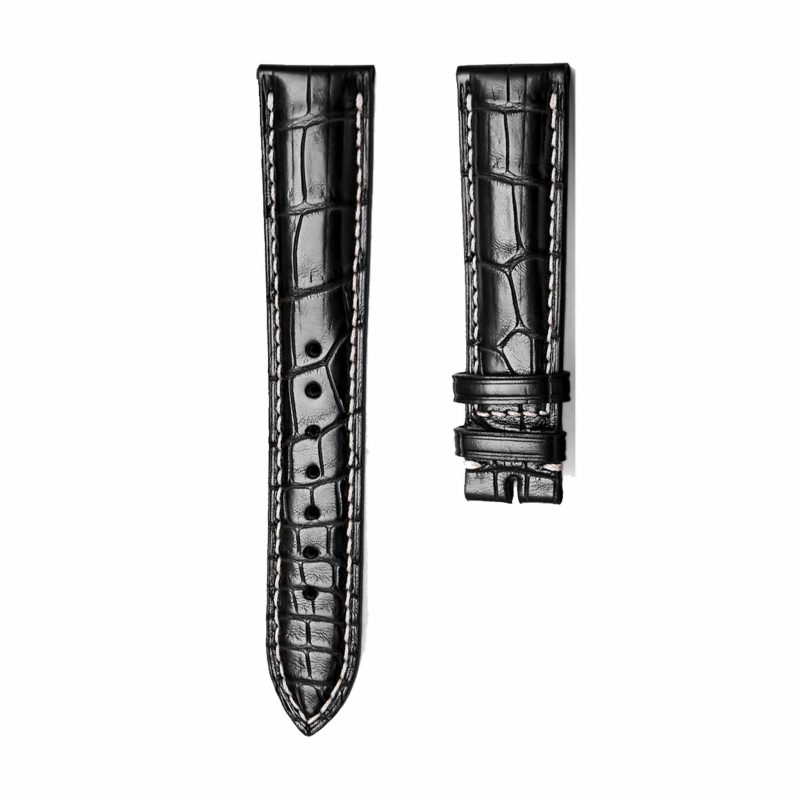 Black Glossy Alligator Leather Watch Strap For Longines Master Ref L2.628.4.78.3 L2.673.4.78.3 L2.708.4.78.3