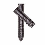 Cross Display Black Glossy Alligator Leather Watch Strap Fit Longines Master Ref L2.628.4.78.3 L2.673.4.78.3 L2.708.4.78.3