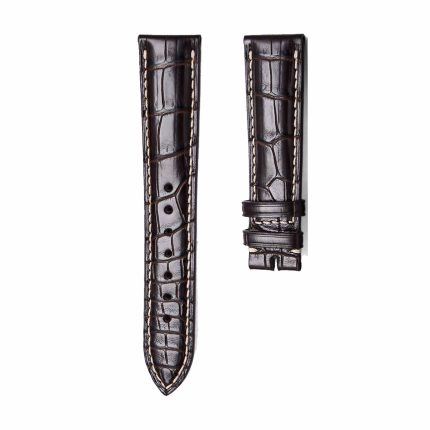 Dark Brown Glossy Alligator Leather Watch Strap For Longines Master Ref L2.628.4.78.3 L2.673.4.78.3 L2.708.4.78.3