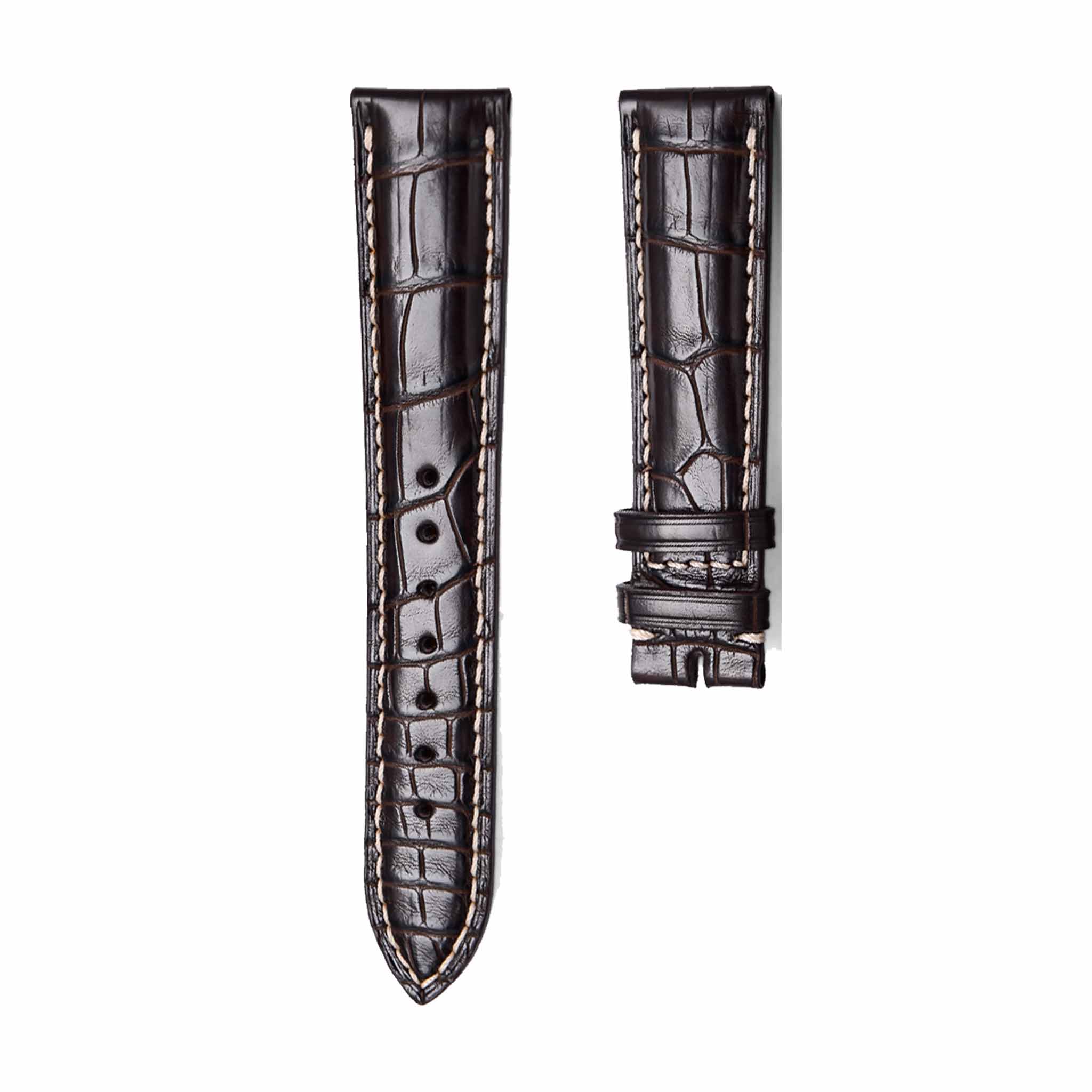 longines-master-l2628-4783-l2673-4783-l2708-4783-alligator-leather-watch-strap-dark-brown-front Dark Brown Glossy Alligator Leather Watch Strap For Longines Master Ref L2.628.4.78.3 L2.673.4.78.3 L2.708.4.78.3
