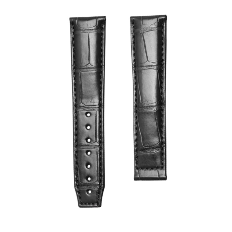 Black Cane Grain Alligator Watch Strap 105+90 For Maurice Lacroix Masterpiece MP6347