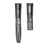 Black Cane Grain Alligator Watch Strap 120+80 For Maurice Lacroix Masterpiece MP6347
