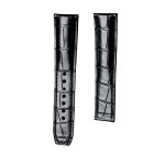 Black Alligator Leather Watch Strap Front View For Maurice Lacroix Masterpiece MP6347 MP6607 105mm+90mm