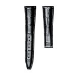 Black Alligator Leather Watch Strap Front View For Maurice Lacroix Masterpiece MP6347 MP6607 120mm+80mm