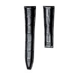 Black Alligator Leather Watch Strap Front View For Maurice Lacroix Masterpiece MP6347 MP6607 120mm+80mm