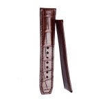 Brown Alligator Leather Watch Strap Cross Front View For Maurice Lacroix Masterpiece MP6347 MP6607