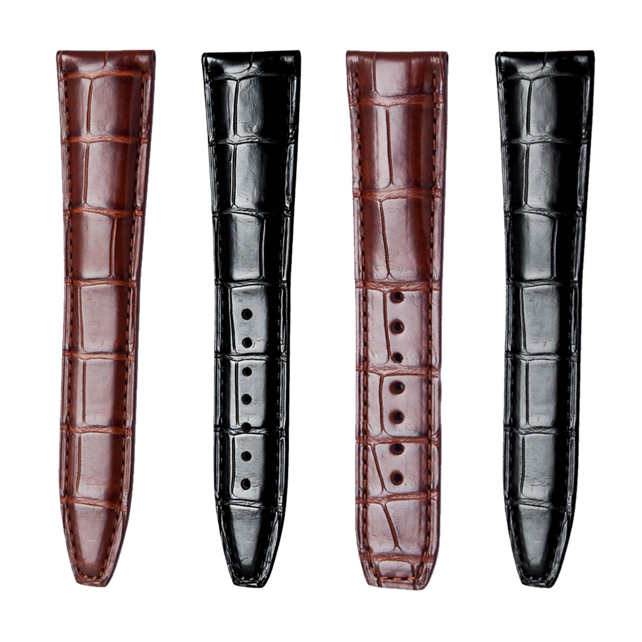 Full Color Alligator Leather Watch Strap Front View For Maurice Lacroix Masterpiece MP6347 MP6607