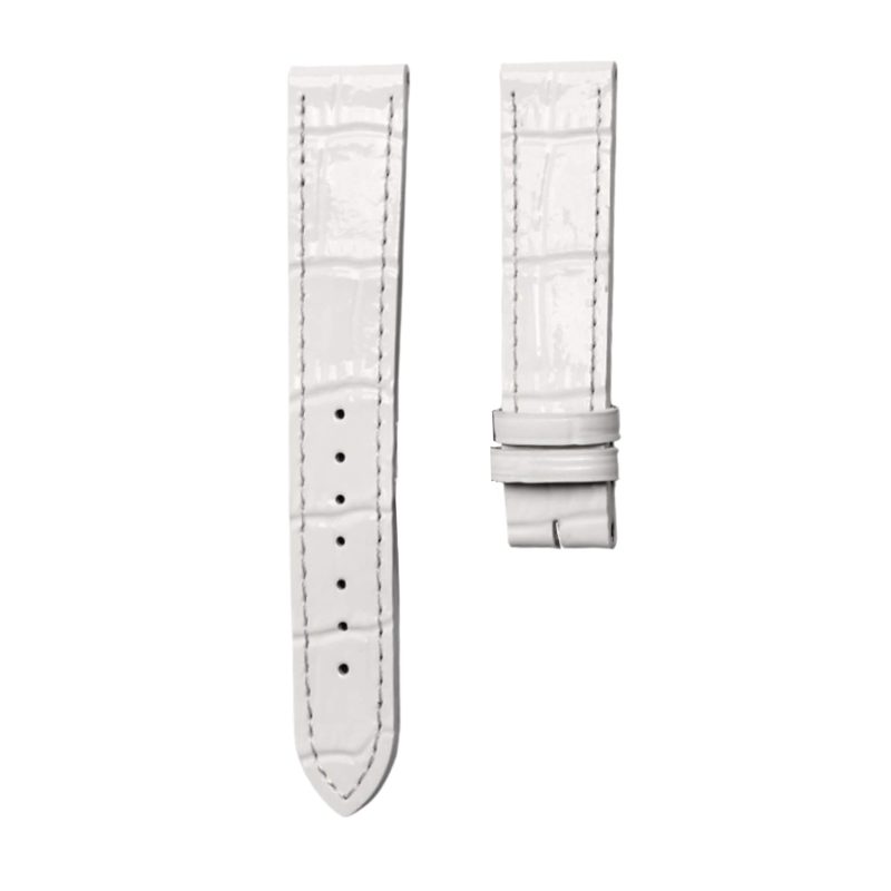 Nomos Tangente 123 Cane Grain Cowhide Leather Watch Strap Off White Glossy Front