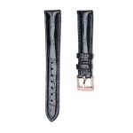 Black Alligator Leather Watch Strap Rose Gold Buckle Front View For Omega De Ville 424.10.40.20.03.001 424.13.33.20.52.002
