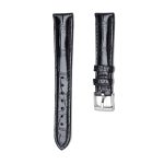 Black Alligator Leather Watch Strap Silver Buckle Front View For Omega De Ville 424.10.40.20.03.001 424.13.33.20.52.002